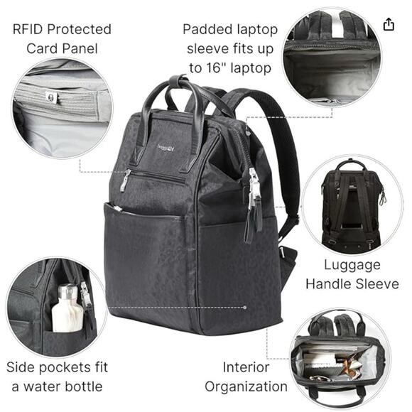 Baggallini Soho Unisex Laptop Gray Backpack - Picture 11 of 11